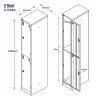 Xenon Metal 2 Door Locker-305mm-line_draw