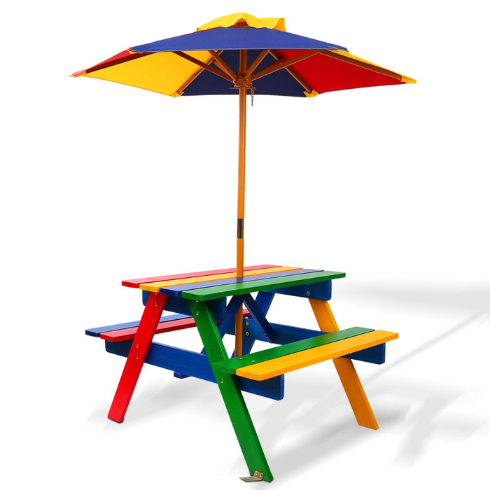 Kids Wooden Picnic Table Set with Umbrella | BDO Furniture