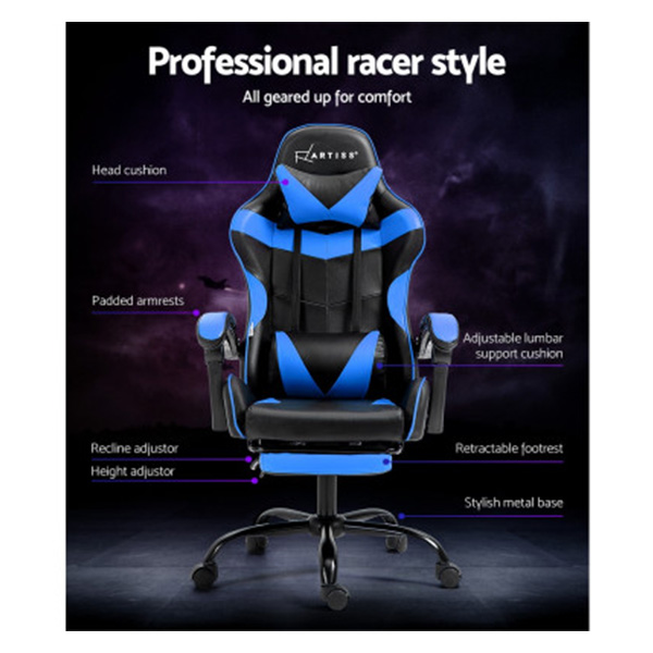 Evolve Leather Gaming Office Chair with Footrest | BDO Furniture