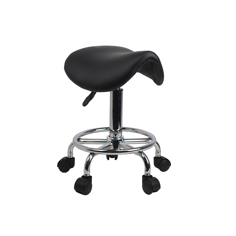HOMCOM Cosmetic Stool 360 Rotate Height Adjustable Salon Massage Spa Chair  Hydraulic Rolling Faux Leather Saddle Stool, Black | DIY at B&Q